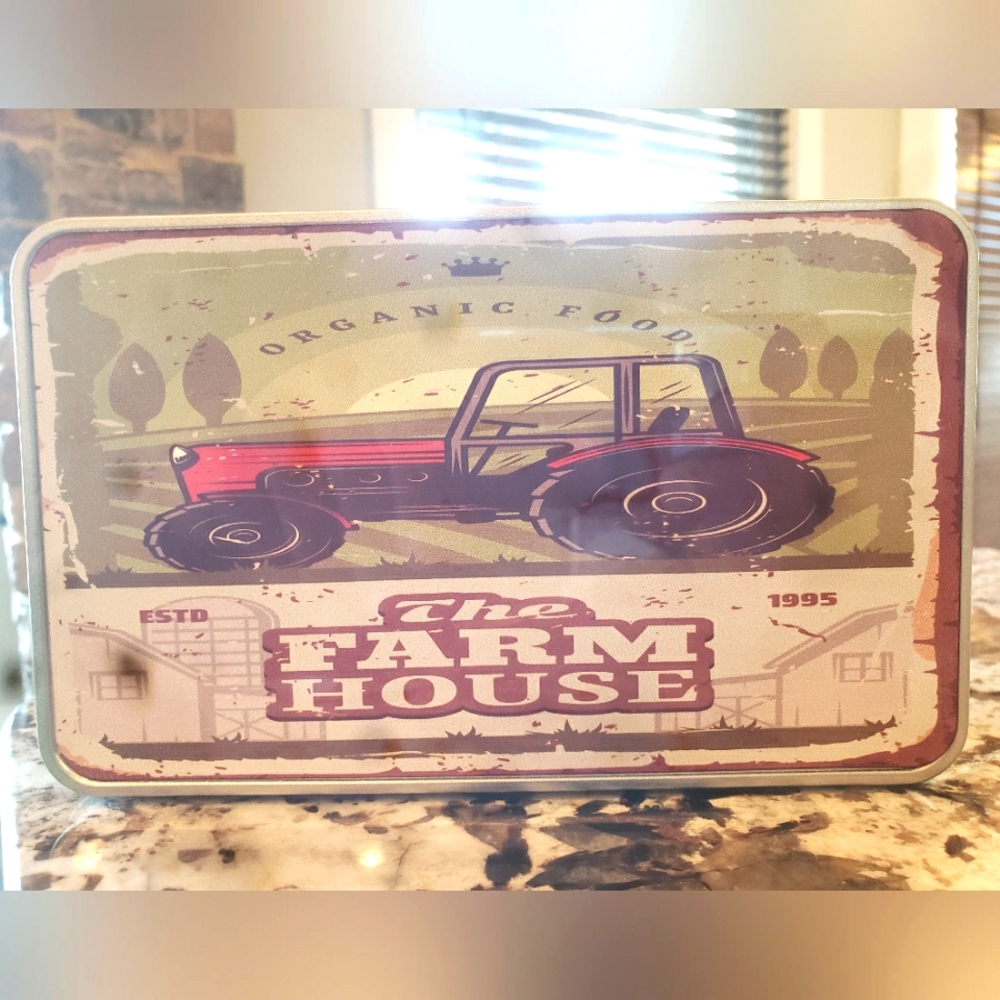 Ambesonne Vintage Trucks Metal Box, Grunge Design The Farm House